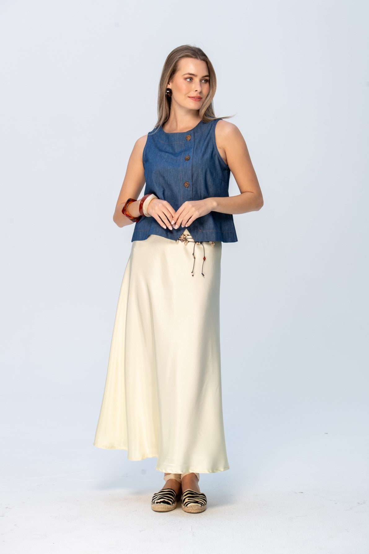 Ava Bias Cut Skirt - Butter Yellow