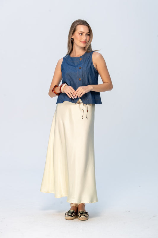 Ava Bias Cut Skirt - Butter Yellow