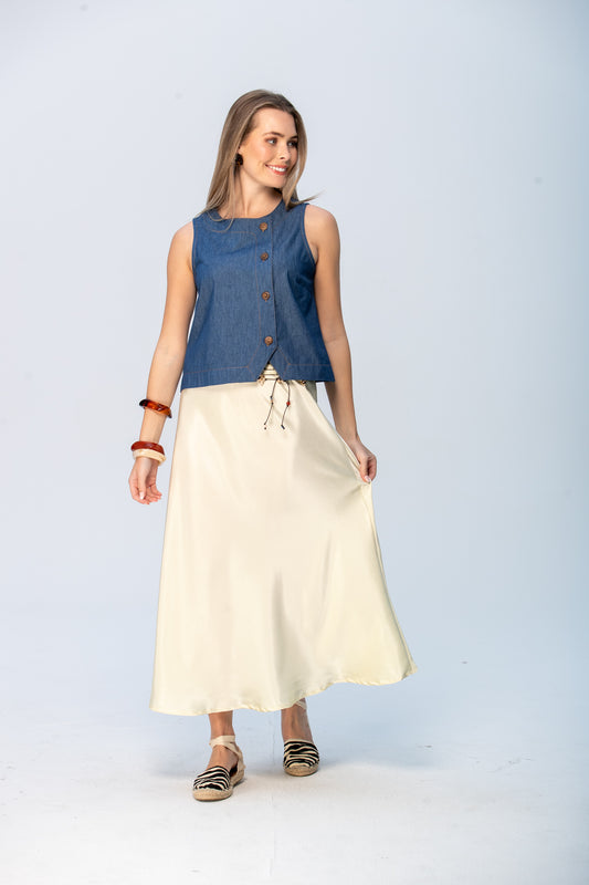 Ava Bias Cut Skirt - Butter Yellow