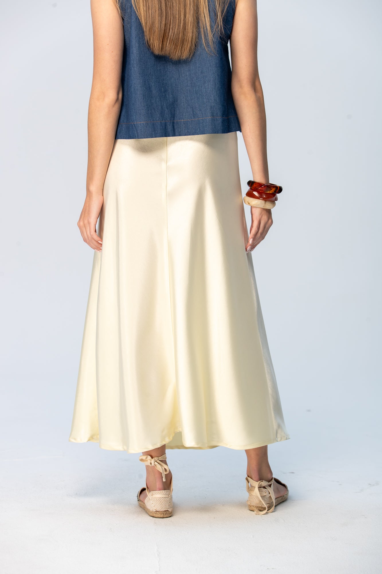 Ava Bias Cut Skirt - Butter Yellow