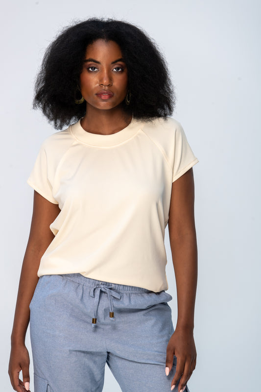 Rosa Summer Round Neck Tee - Butter Yellow