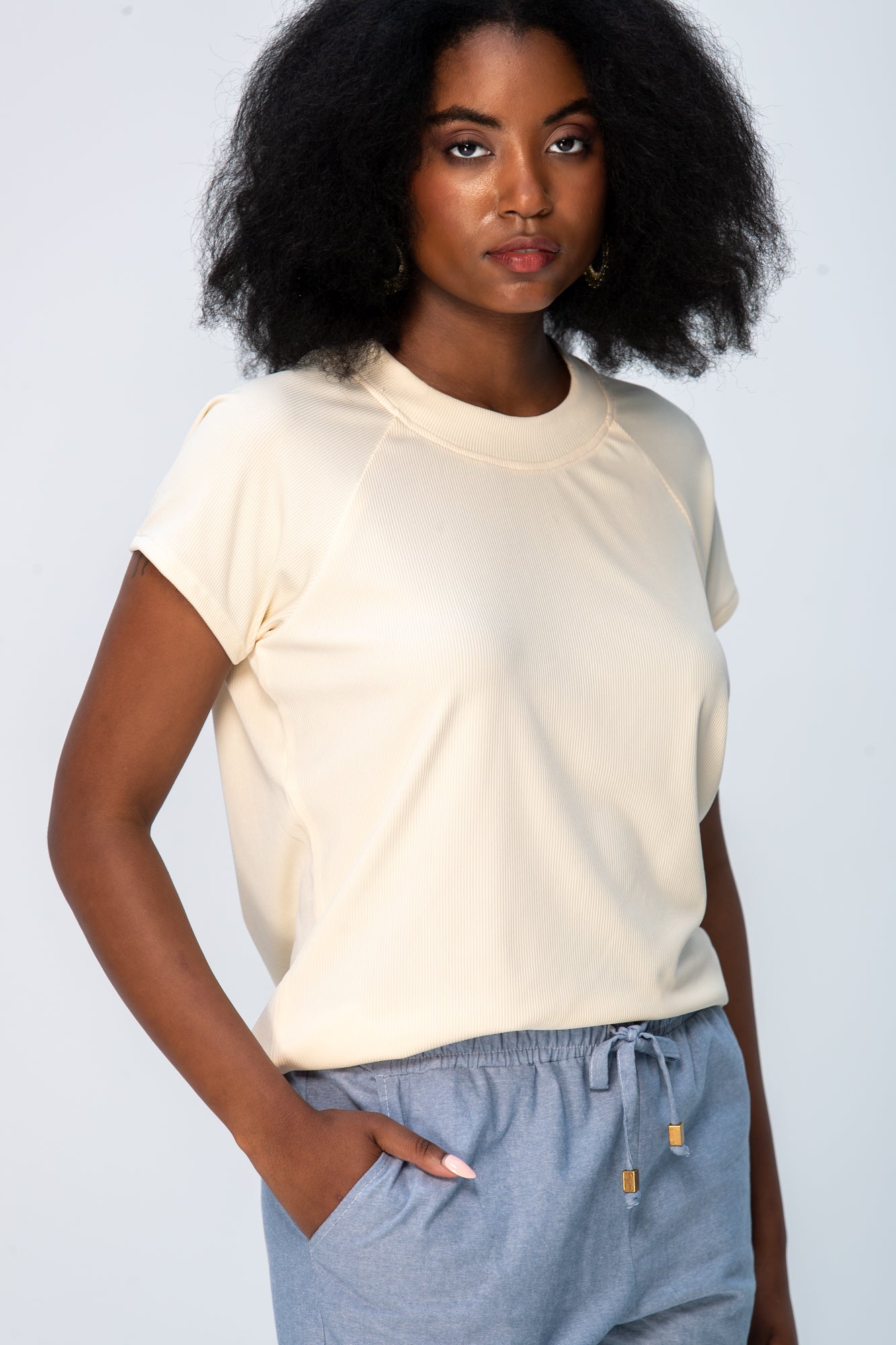 Rosa Summer Round Neck Tee - Butter Yellow