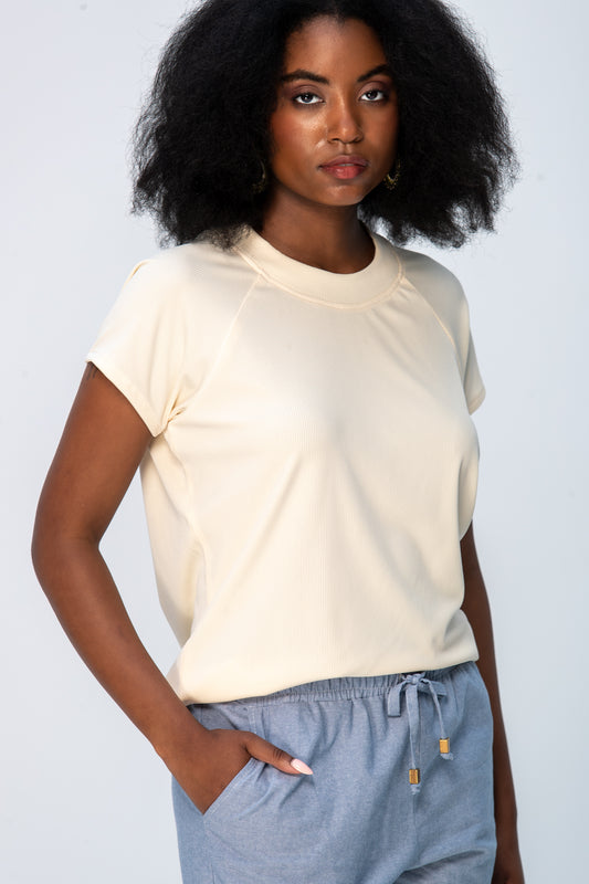 Rosa Summer Round Neck Tee - Butter Yellow