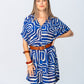 Celia Shirt Dress - Blue Geometric
