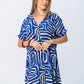 Celia Shirt Dress - Blue Geometric