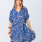 Celia Shirt Dress - Blue Geometric