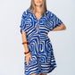 Celia Shirt Dress - Blue Geometric