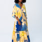 Georgia Kaftan Maxi Dress - Blue and Yellow