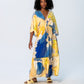 Georgia Kaftan Maxi Dress - Blue and Yellow