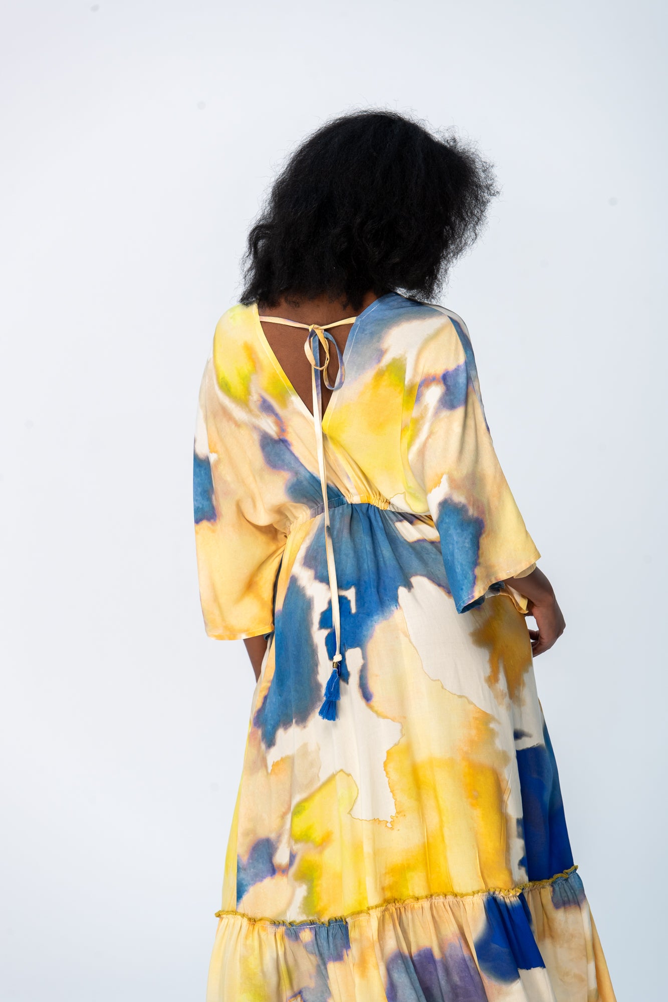 Georgia Kaftan Maxi Dress - Blue and Yellow