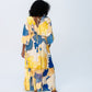 Georgia Kaftan Maxi Dress - Blue and Yellow