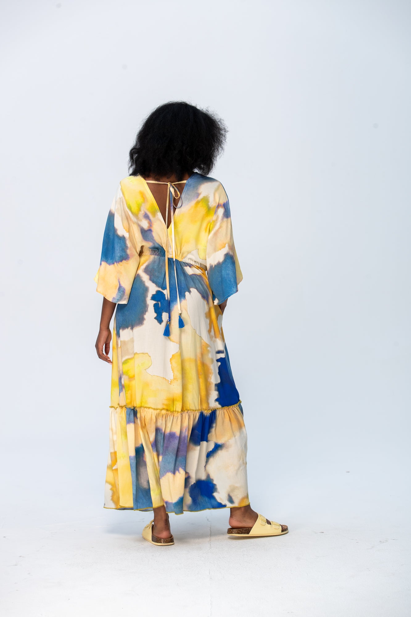 Georgia Kaftan Maxi Dress - Blue and Yellow
