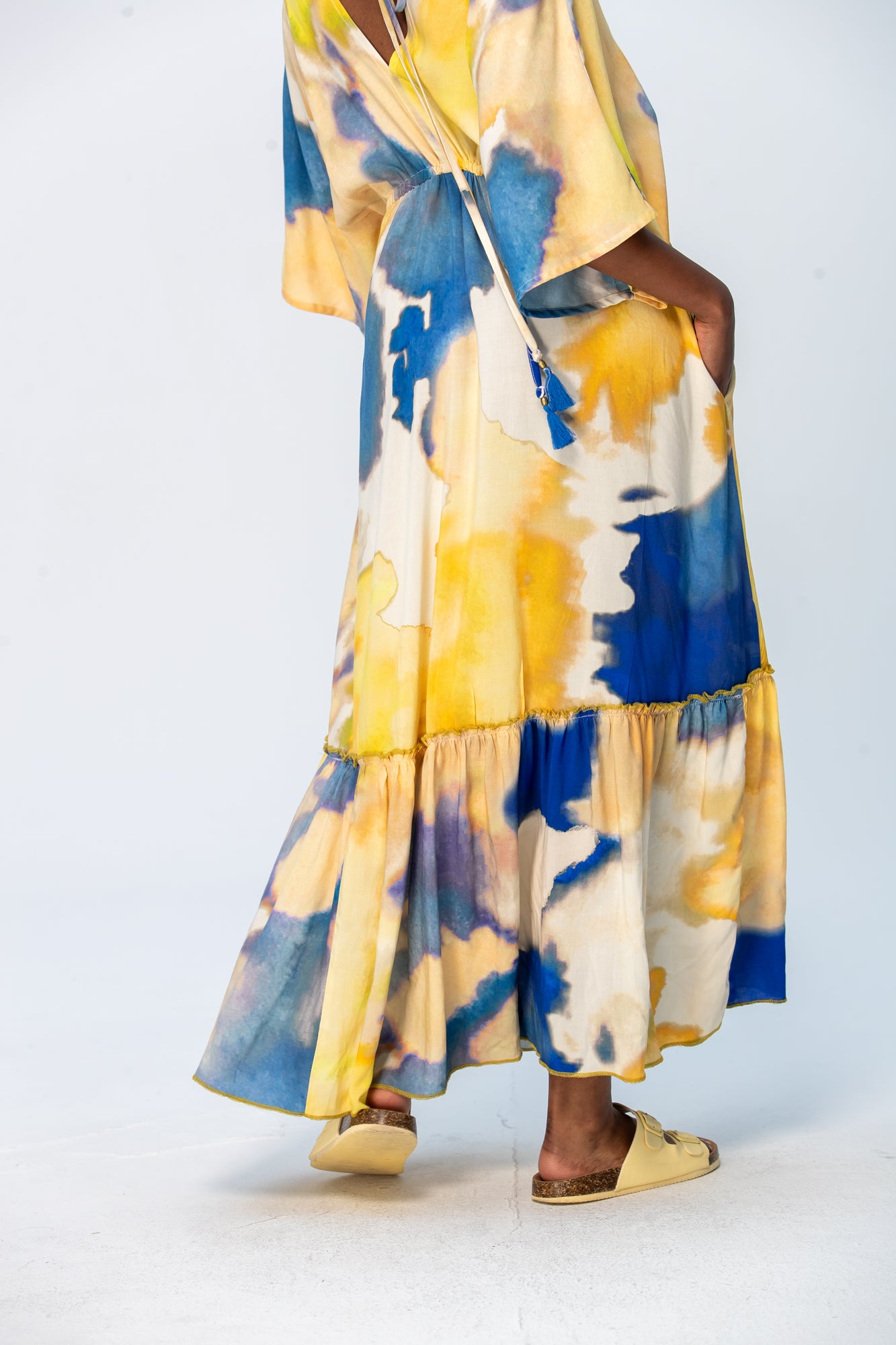 Georgia Kaftan Maxi Dress - Blue and Yellow