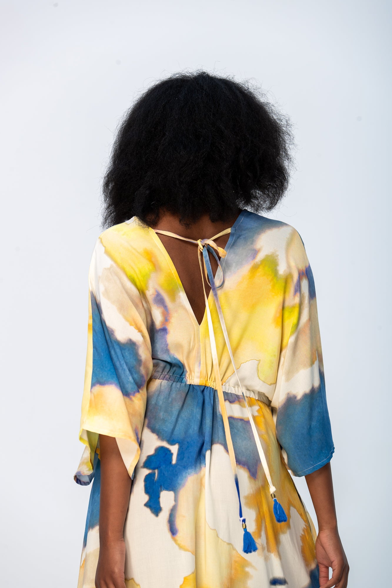 Georgia Kaftan Maxi Dress - Blue and Yellow