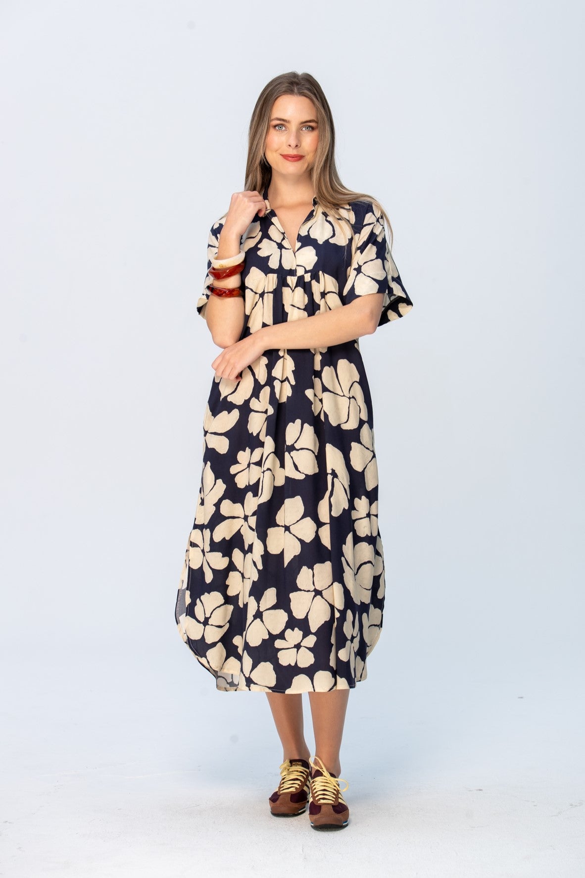 Zanzibar Dress - Navy and Creme