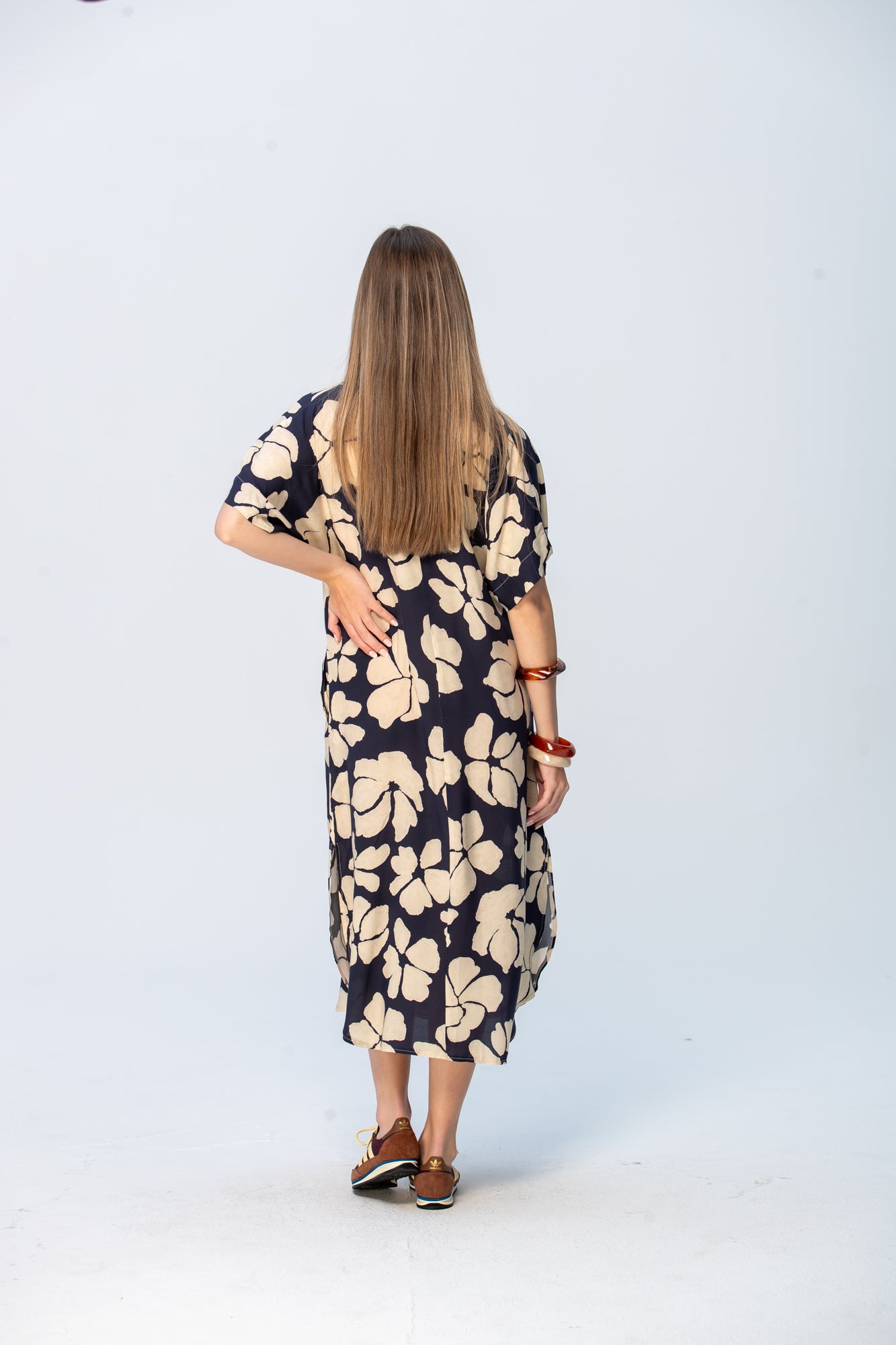 Zanzibar Dress - Navy and Creme