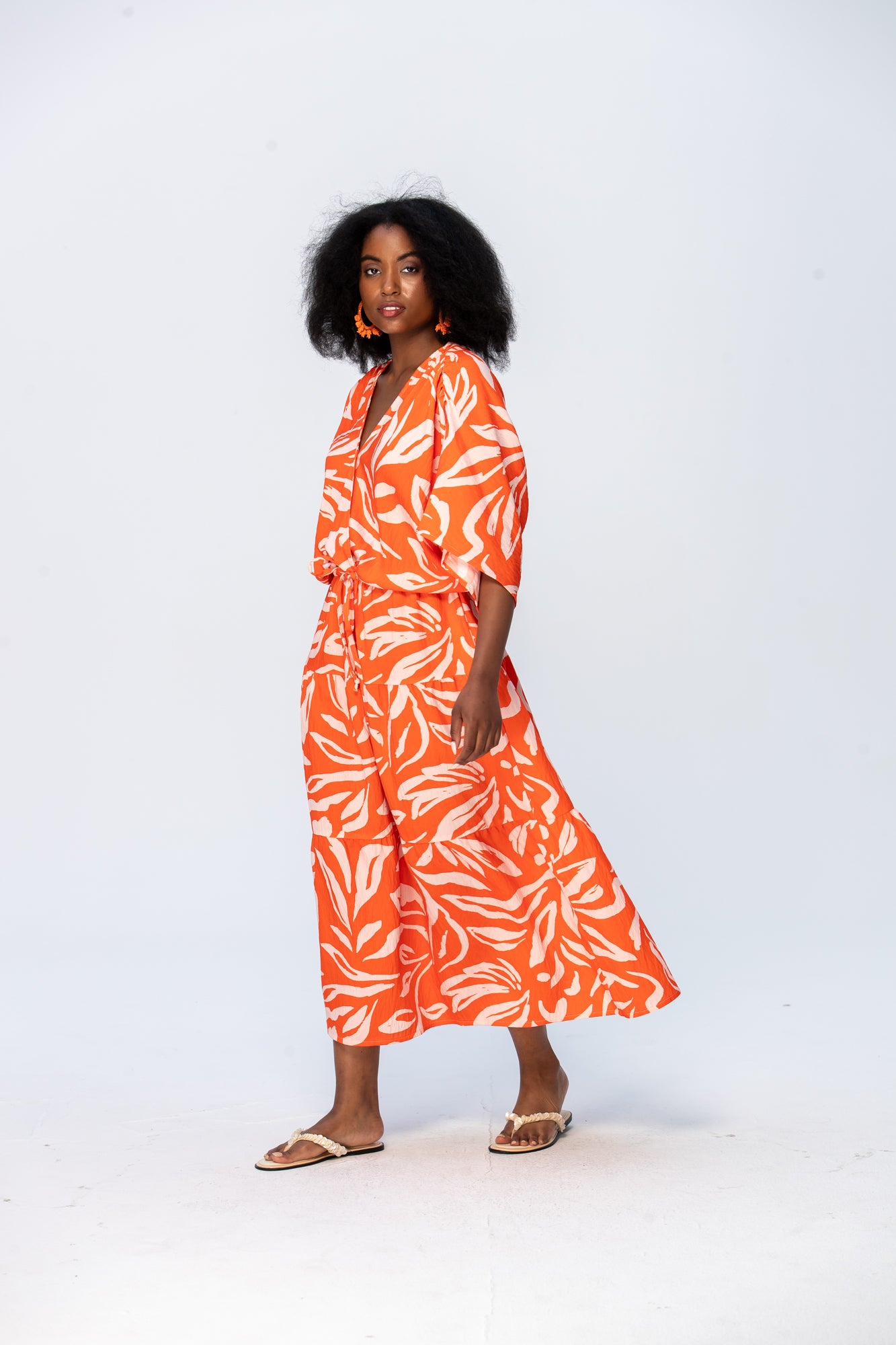 Grace Maxi Dress - Coral and White