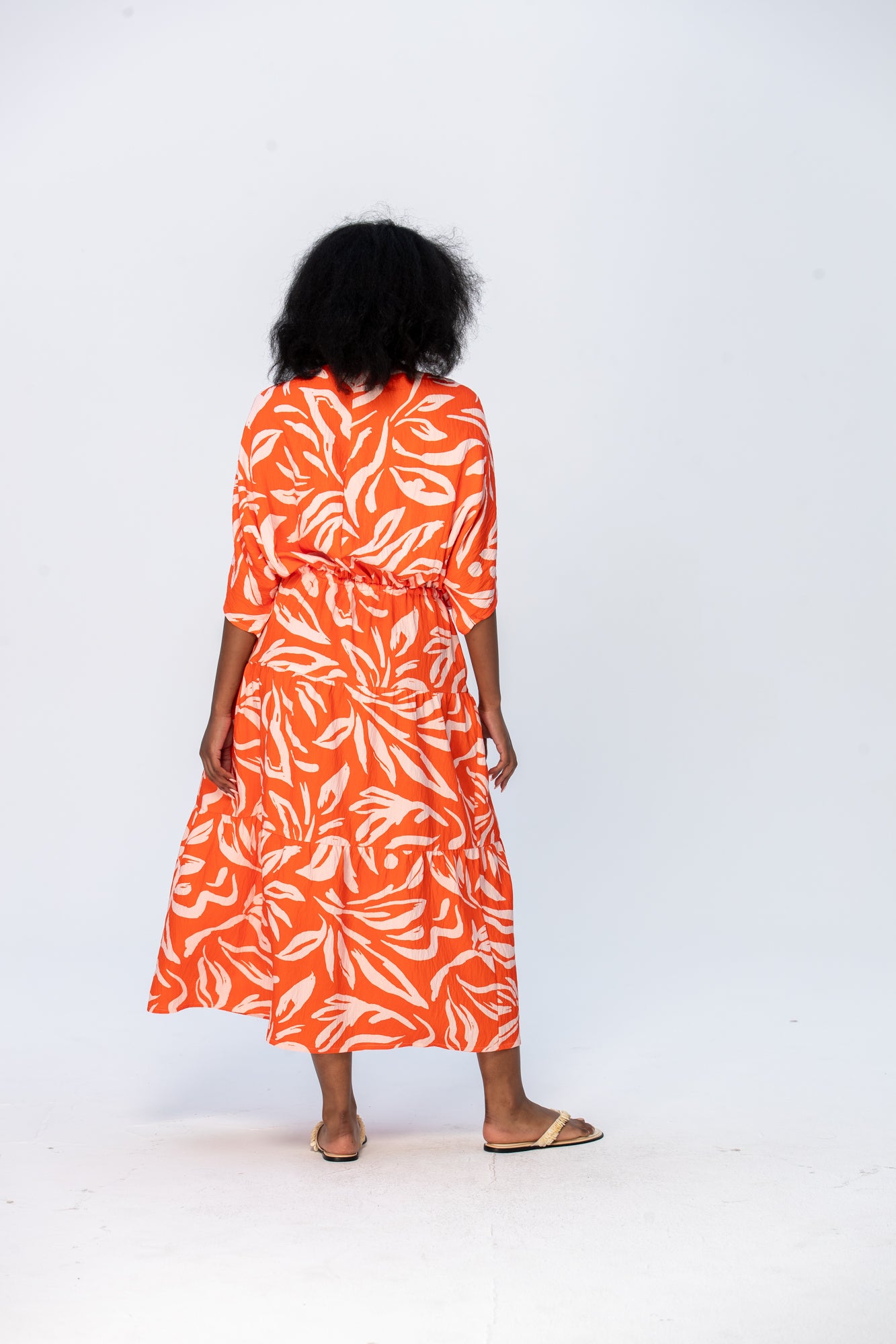 Grace Maxi Dress - Coral and White