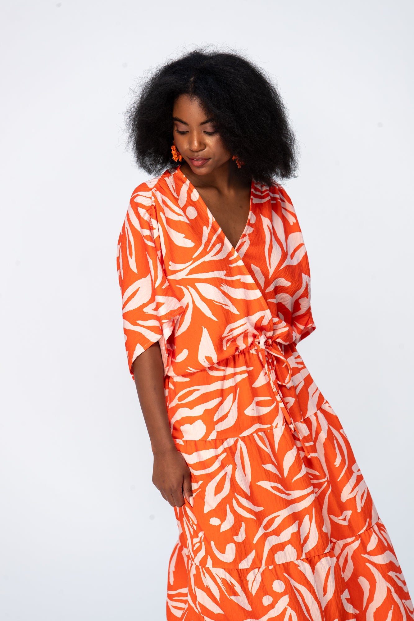 Grace Maxi Dress - Coral and White