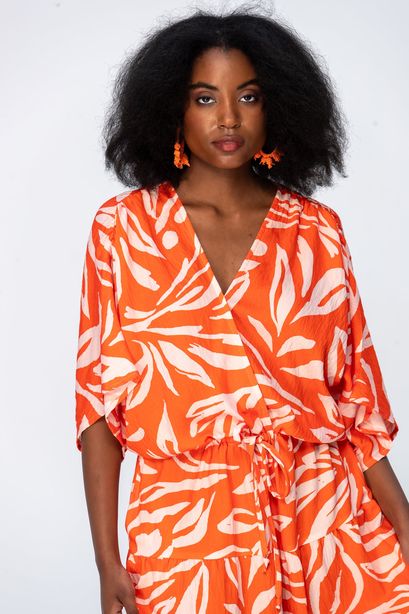 Grace Maxi Dress - Coral and White