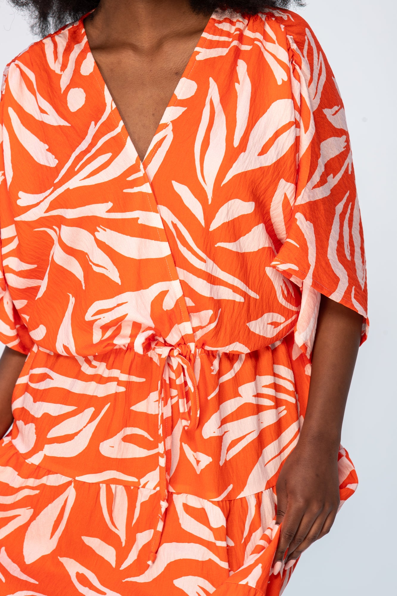 Grace Maxi Dress - Coral and White