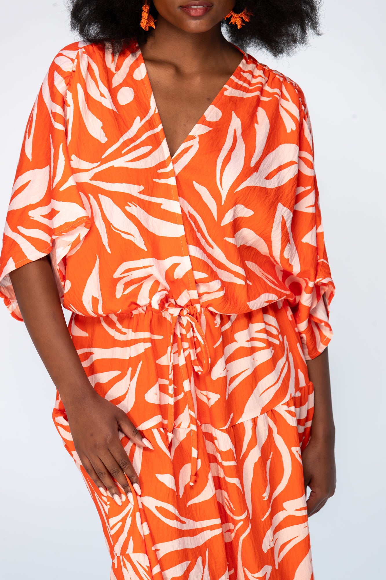 Grace Maxi Dress - Coral and White