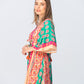 Georgia Kaftan Maxi Dress - Coral & Green