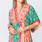 Georgia Kaftan Maxi Dress - Coral & Green