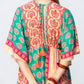 Georgia Kaftan Maxi Dress - Coral & Green