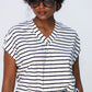 Corfu Summer V-Neck Tee - Navy & White Stripe