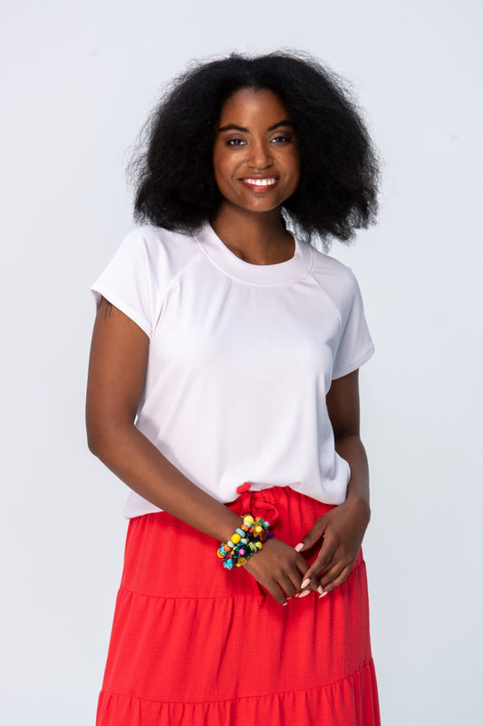 Rosa Summer Round Neck Tee - White
