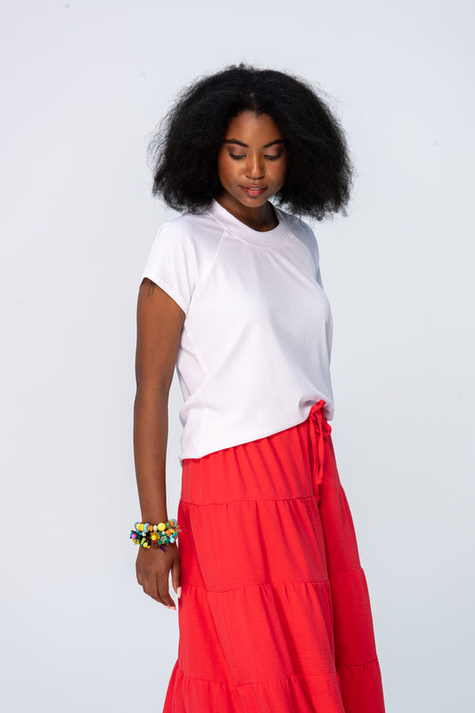 Rosa Summer Round Neck Tee - White