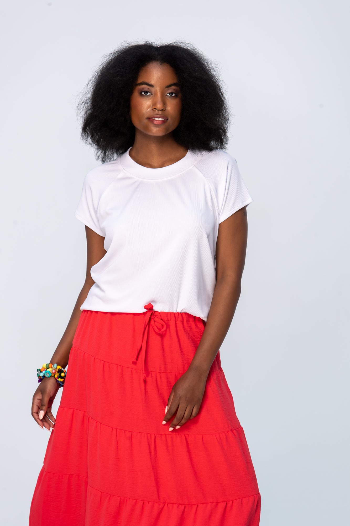 Rosa Summer Round Neck Tee - White