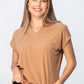 Corfu Summer V-Neck Tee - Camel