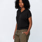 Corfu Summer V-Neck Tee - Black