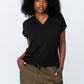 Corfu Summer V-Neck Tee - Black