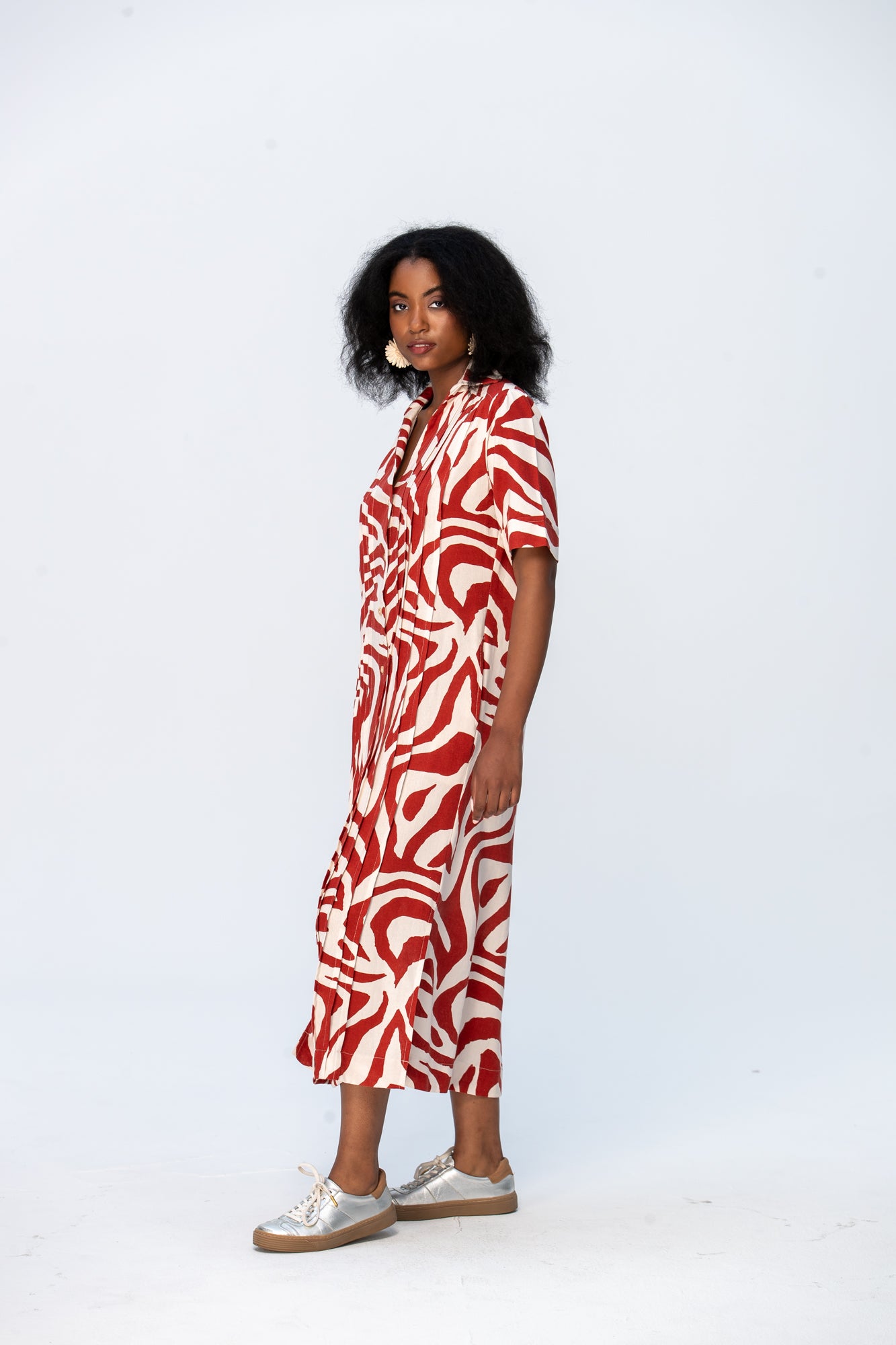Santorini Pintuck Dress - Rust and Creme