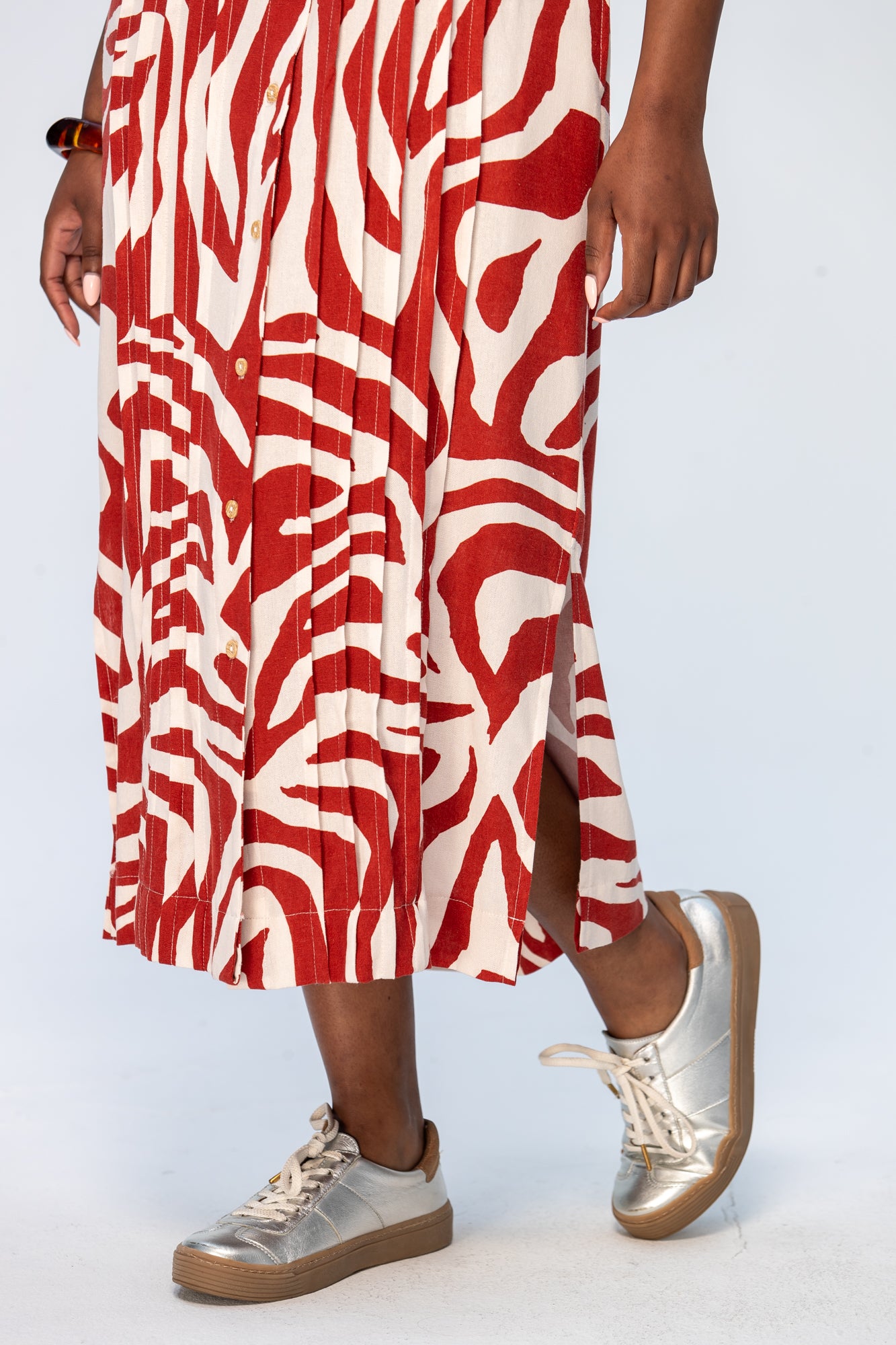 Santorini Pintuck Dress - Rust and Creme