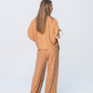 Sydney Wide Leg Pants - Camel and White Stripe