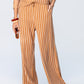 Sydney Wide Leg Pants - Camel and White Stripe