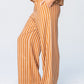 Sydney Wide Leg Pants - Camel and White Stripe