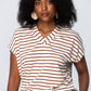 Corfu Summer V-Neck Tee - Chocolate & White Stripe