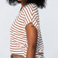 Corfu Summer V-Neck Tee - Chocolate & White Stripe