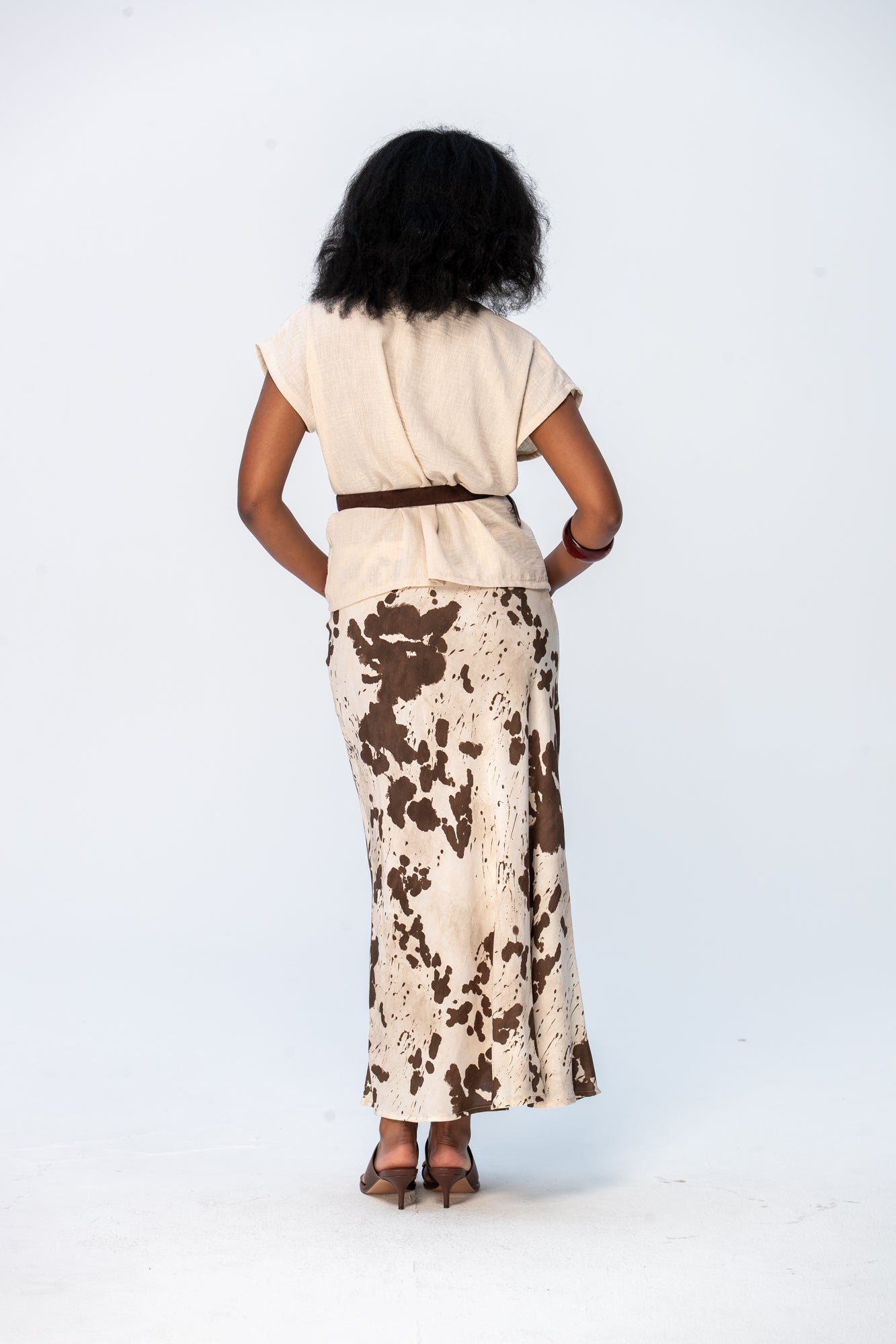 Ava Bias Cut Skirt - Cow print