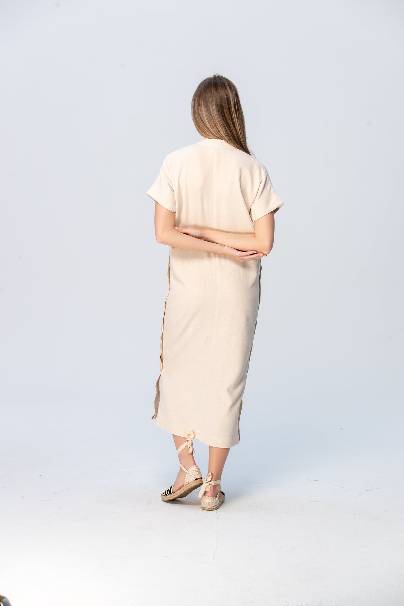 Iris Button Kaftan - Stone
