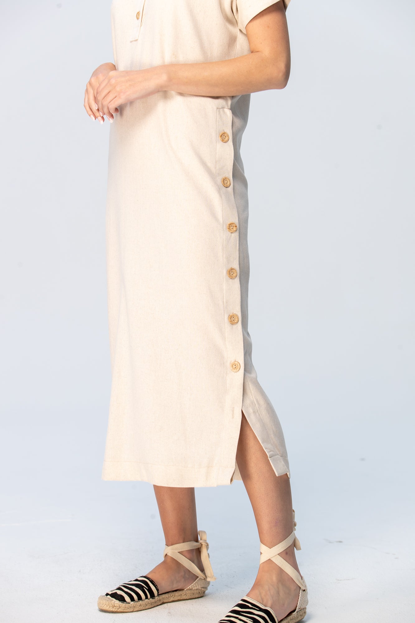 Iris Button Kaftan - Stone