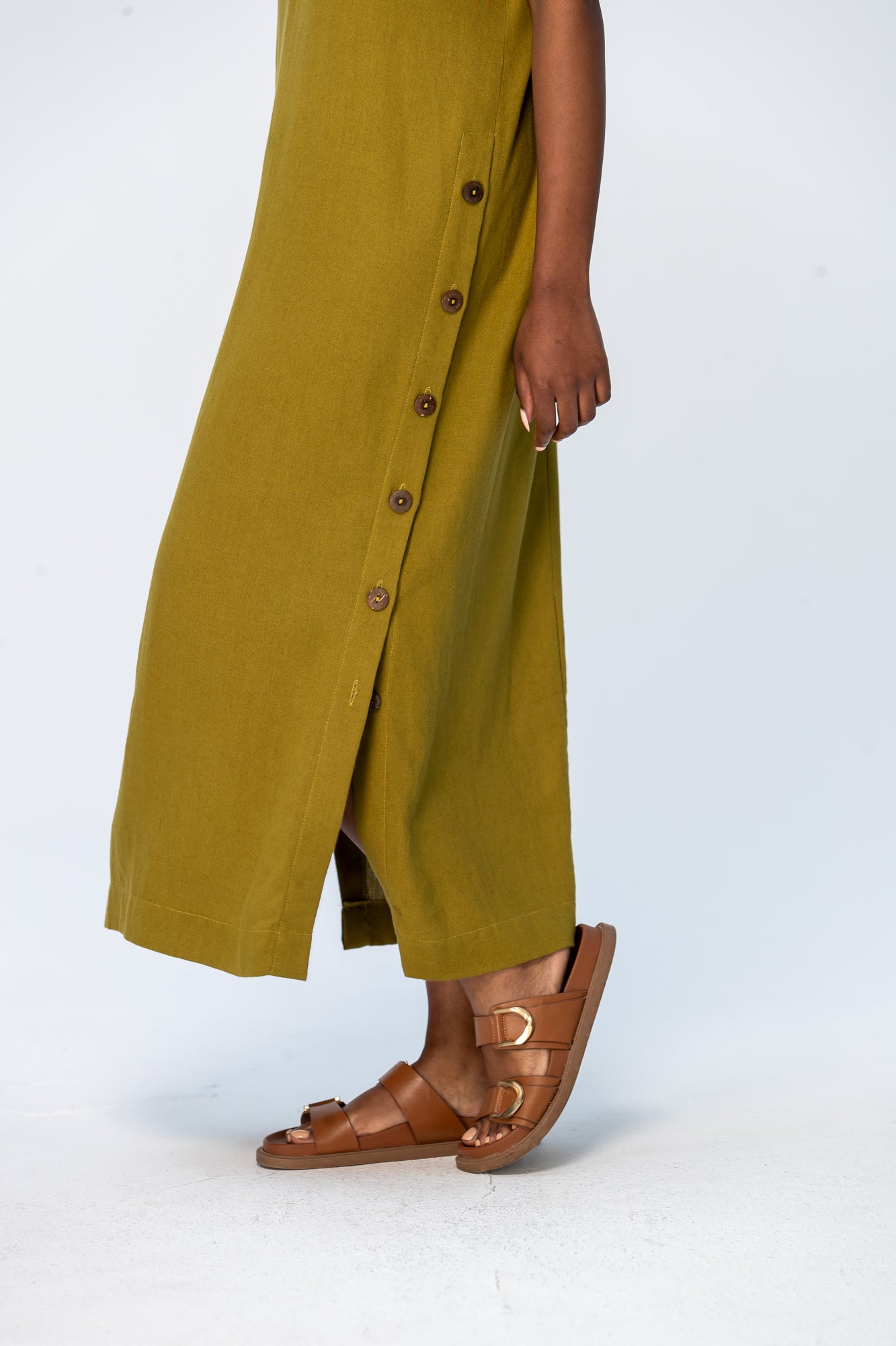 Iris Button Kaftan - Chartreuse