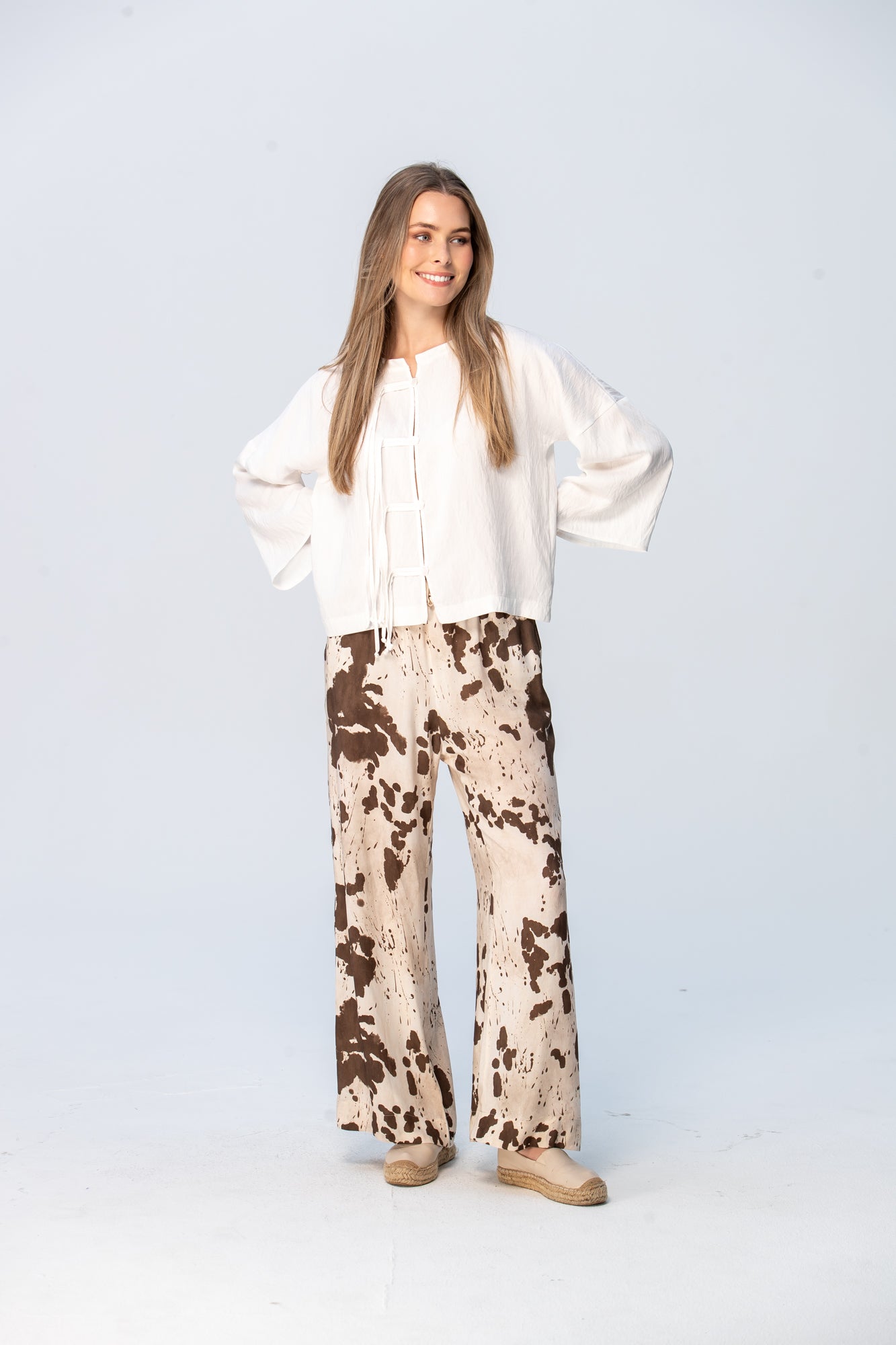 Sydney Wide Leg Pants - Cow Print