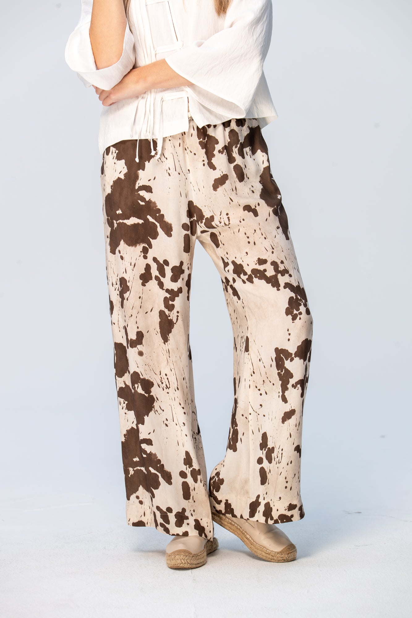 Sydney Wide Leg Pants - Cow Print
