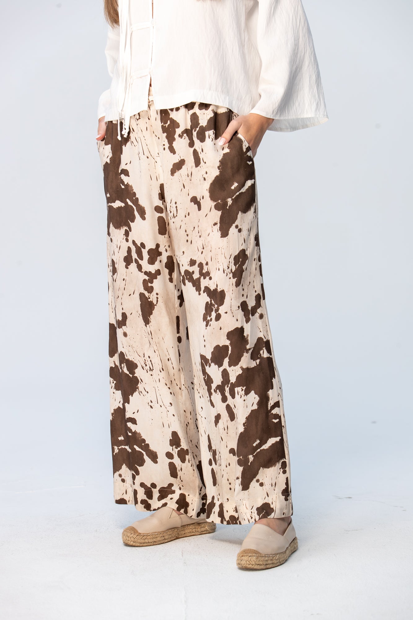 Sydney Wide Leg Pants - Cow Print